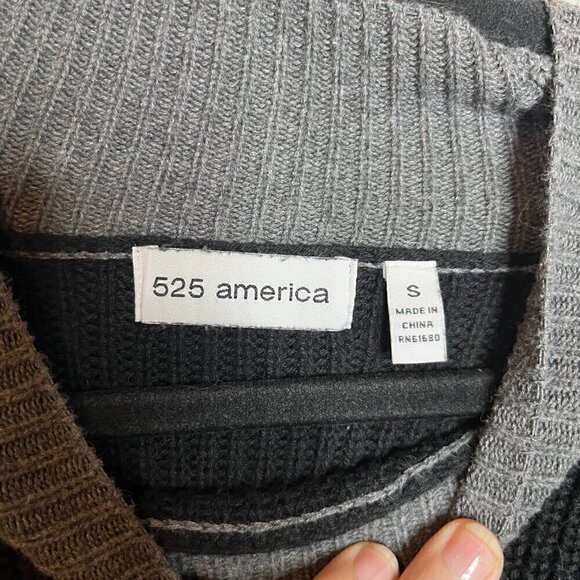 525 America color block greyscale mock neck sweater - Picture 3 of 5